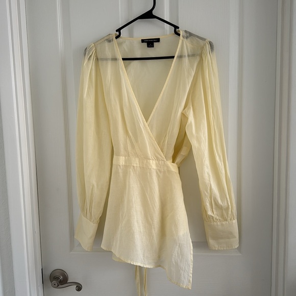 Something Navy Wrap Surplice Front Long Sleeve Blouse - Picture 4 of 5